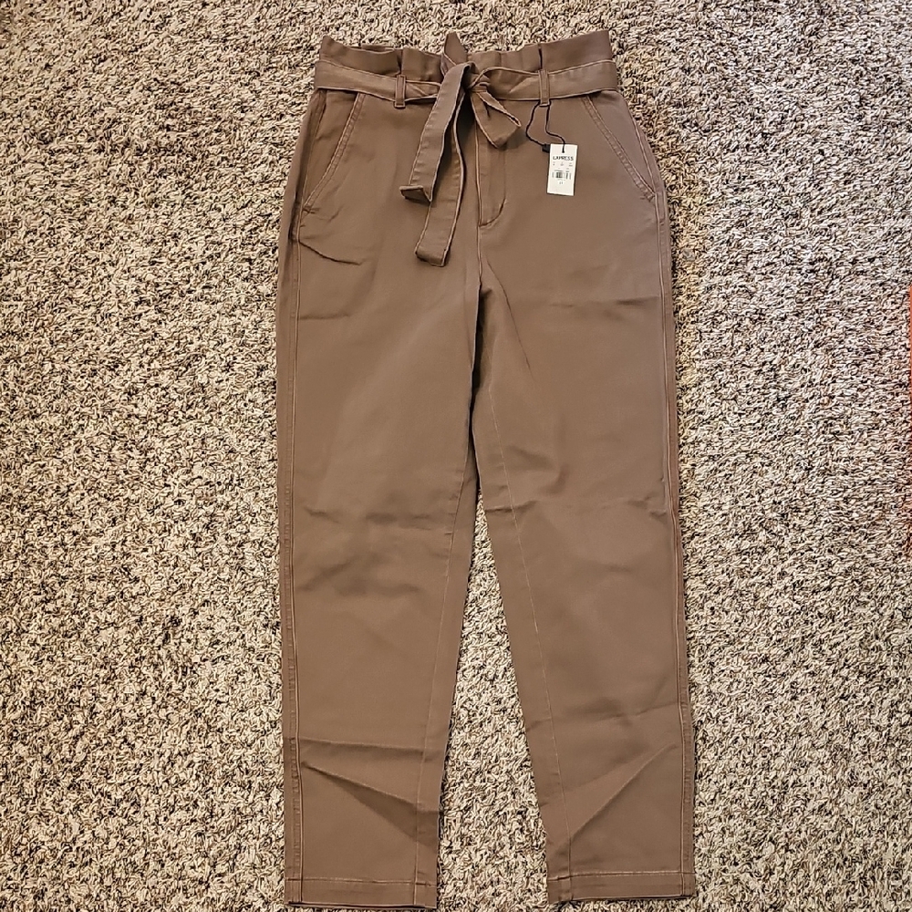 Brown Tie-Waist Pants